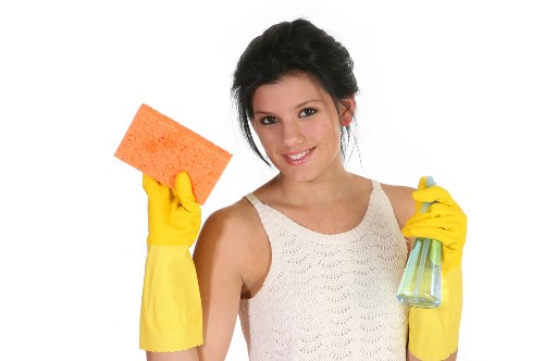 House cleaning tools arranged for a tidy home