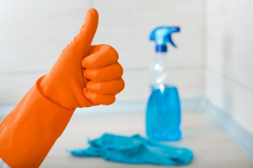 Close-up of mattress stains being treated for cleaning