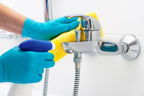 Local carpet cleaning service equipment in use