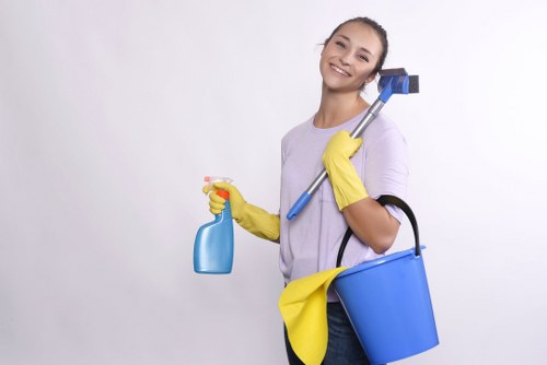 Cleaning supplies and tools used in commercial cleaning services