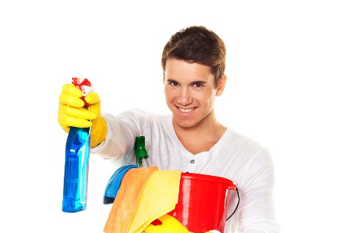 Kitchen deep cleaning with polished counters and appliances